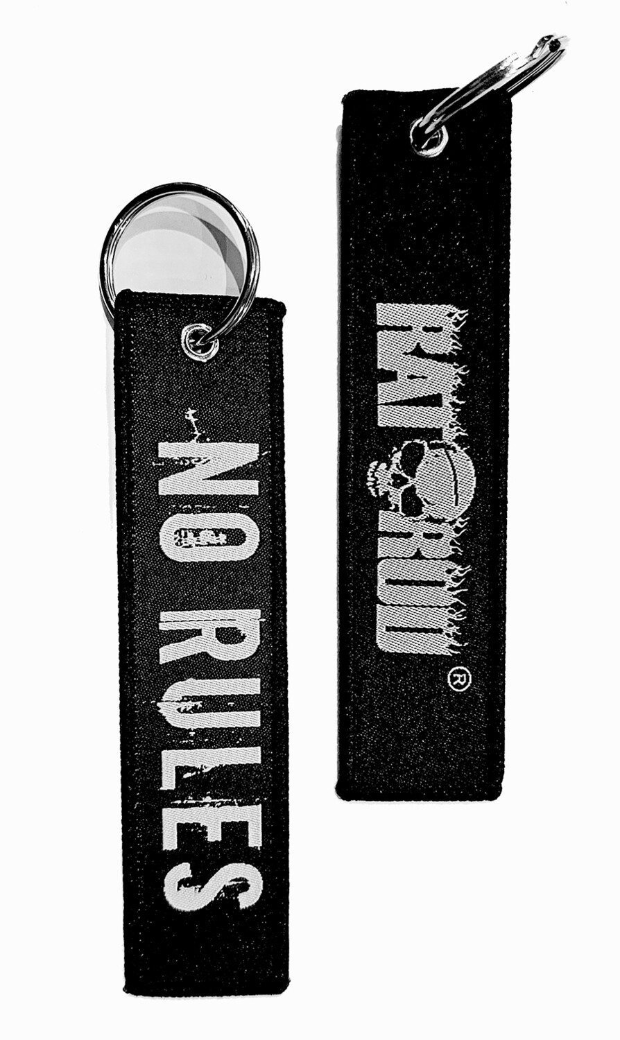 RATROD woven keychain "No Rules"