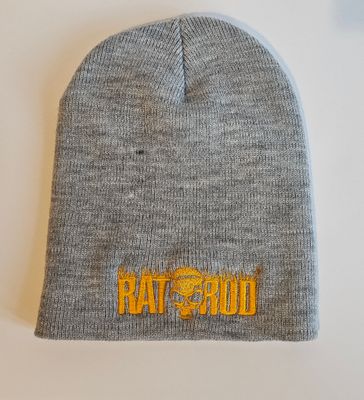 RATROD Embroidered Beanie - Gray with Gold Stitching