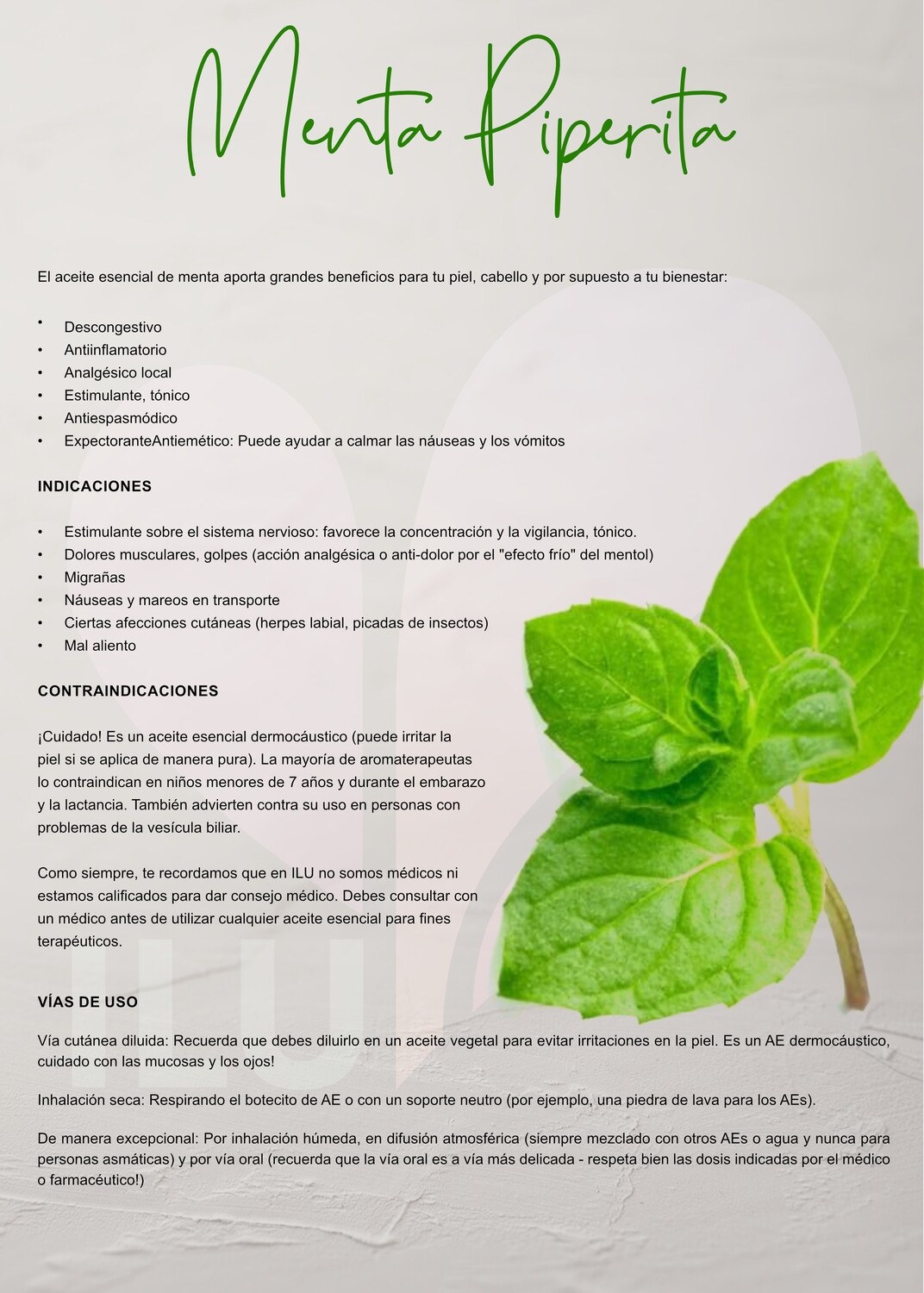 Aceite esencial de Menta Piperita