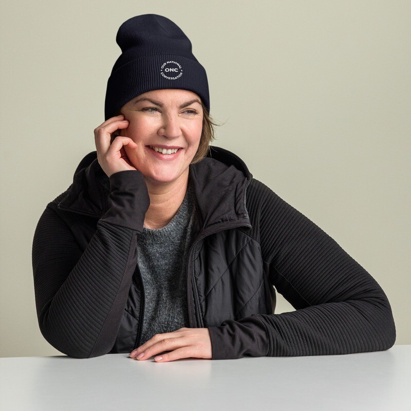 Navy Embroidered Logo Cuffed Beanie