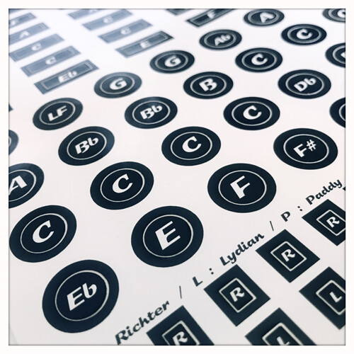 Stickers Tonalités Noir &amp; Blanc - Key labels for harmonicas