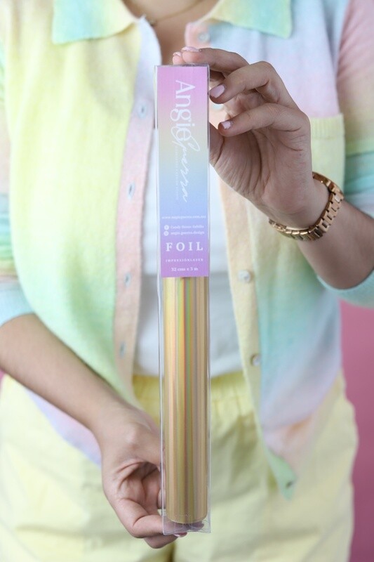 Foil Dorado holográfico 3 Metros Marca ANGIE GUERRA