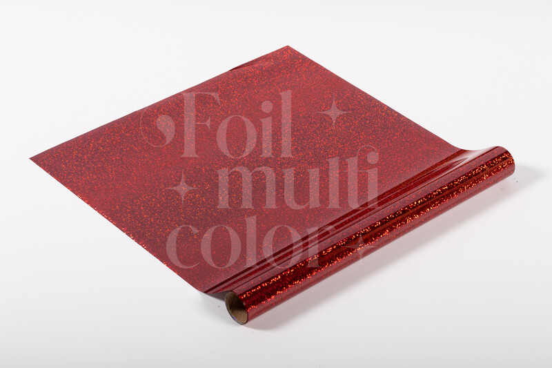 Foil Multicolor Color Rojo Escarchado 5 Metros
