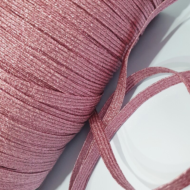 Elástico plano de 6mm Color Rosa Metalizado 5M
