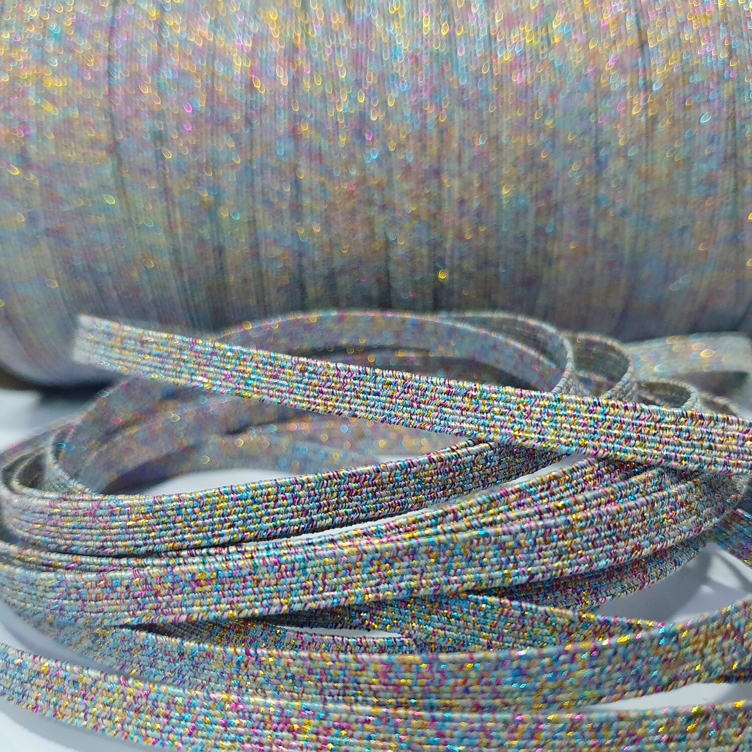 Elástico plano 6mm Color Arcoíris Metalizado 5M