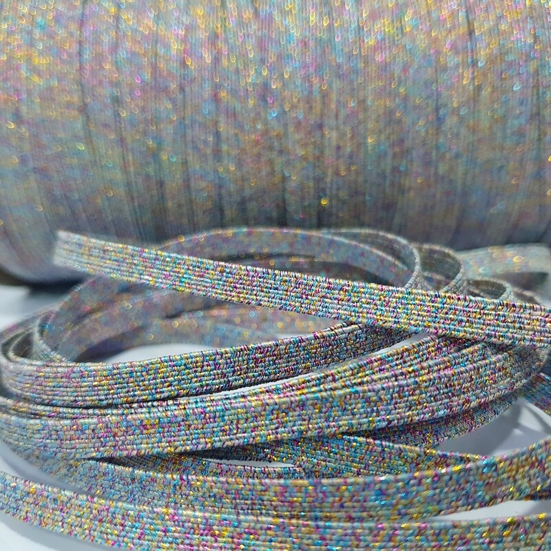 Elástico plano 6mm Color Arcoíris Metalizado 5M