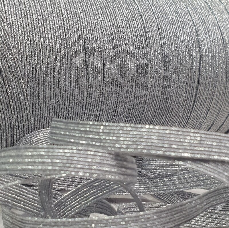 Elástico plano 6mm color Plata Metalizado 5M