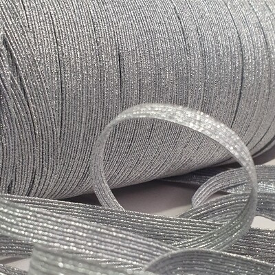 Elástico plano 6mm color Plata Metalizado 5M