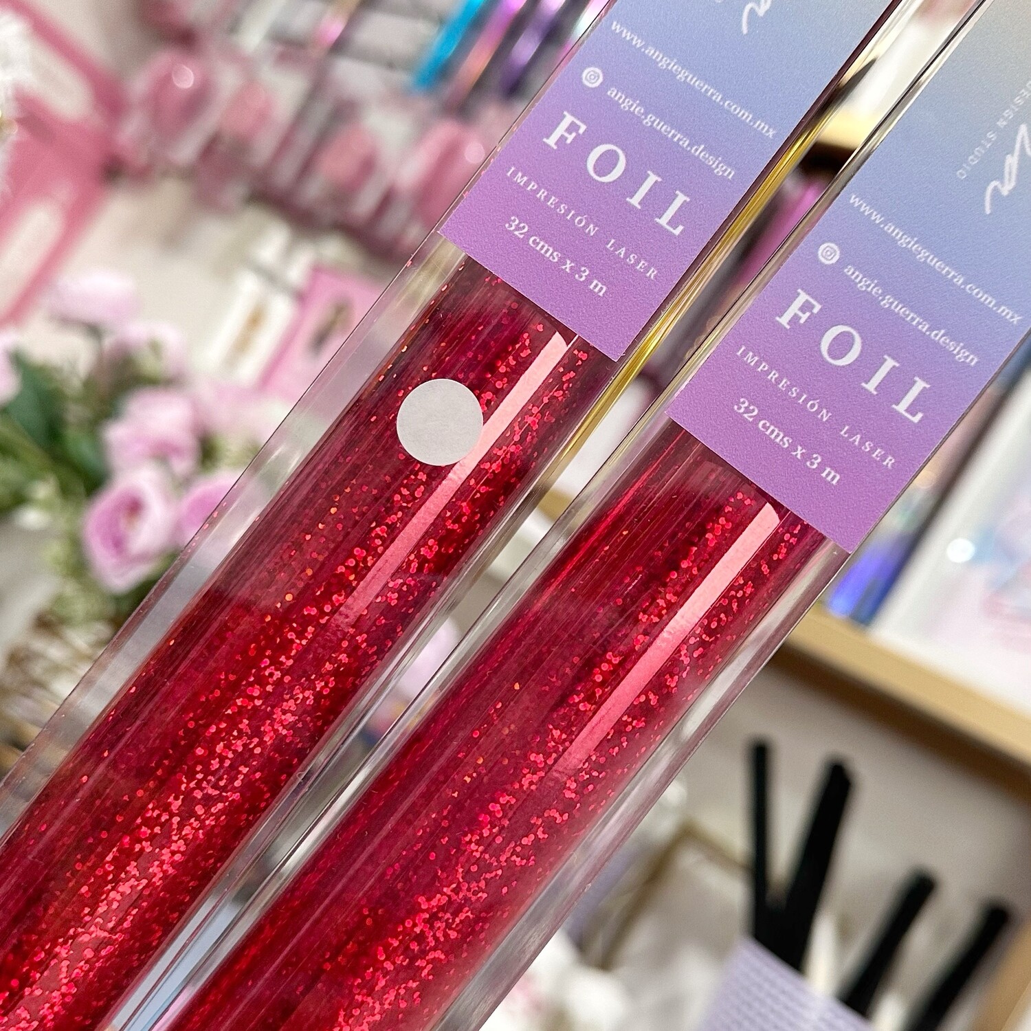 Foil  Rojo Confetti (Glitter) Marca Angie Guerra