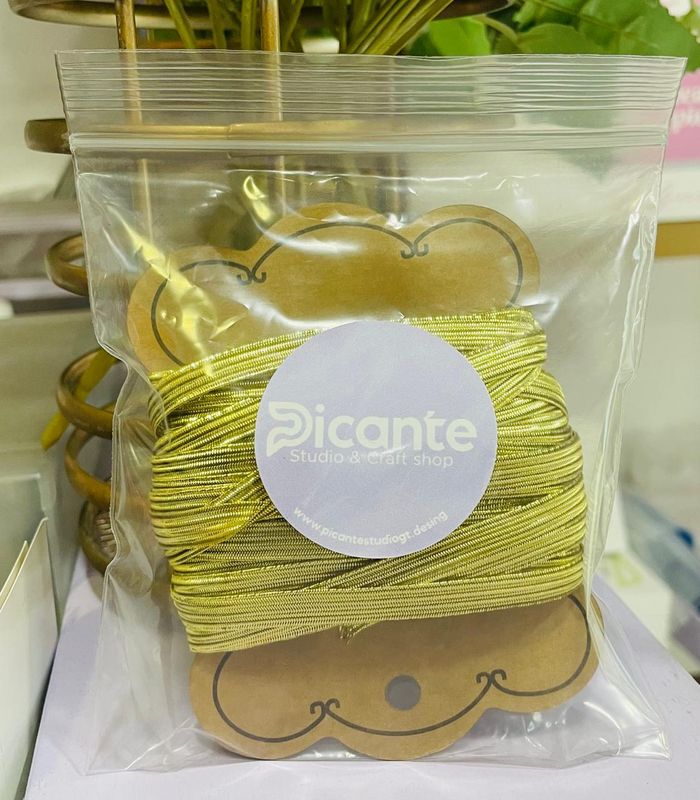Elástico plano 6mm color Dorado Metalizado 20 yardas