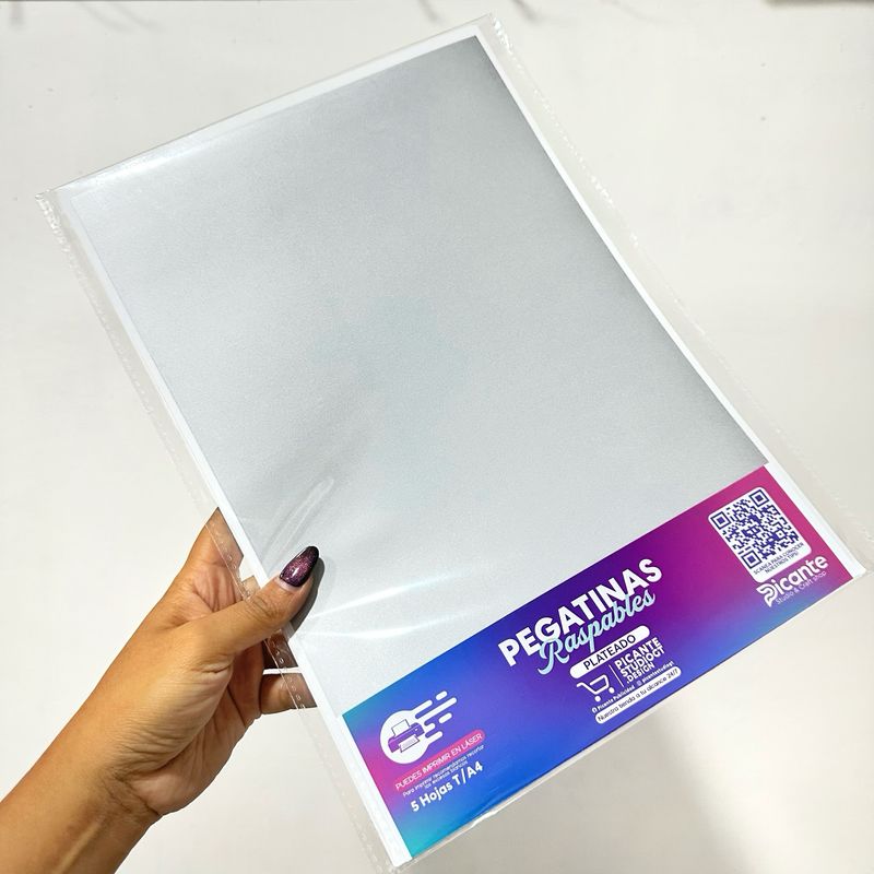 Pegatina Raspable color Plateado T/A4