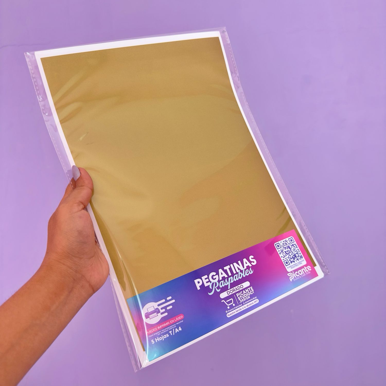 Pegatina Raspable Color Dorado T/A4