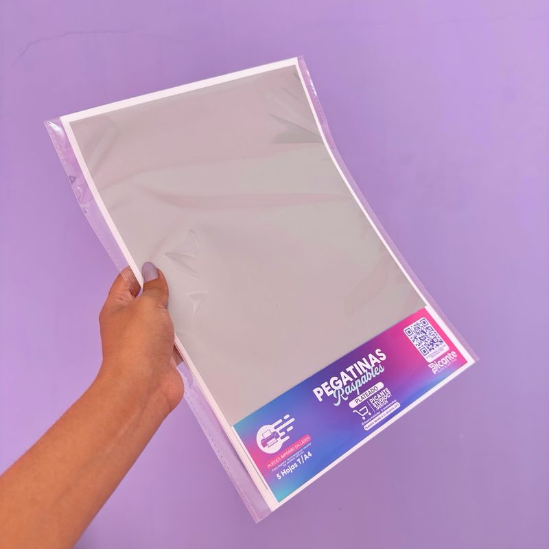 Pegatina Raspable color Plateado T/A4