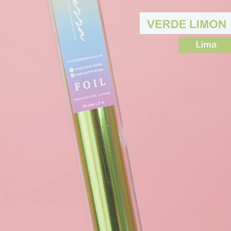 Foil  Verde Limón 3 Metros Marca ANGIE GUERRA