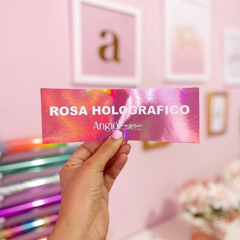 Foil  Rosa Holográfico 3 Metros Marca ANGIE GUERRA