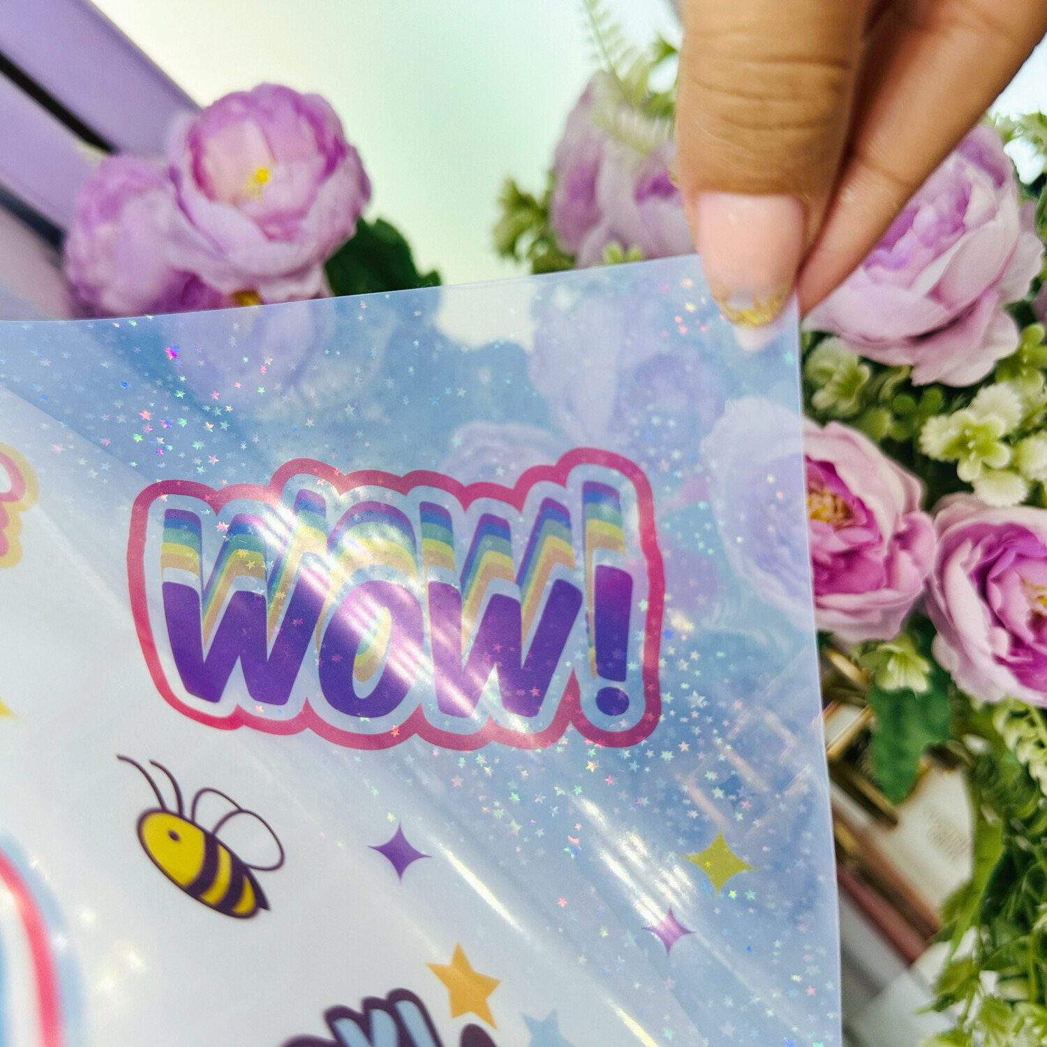 Vinil  Inkjet Imprimible Semi transparentes Lluvia de estrellas Adhesivo