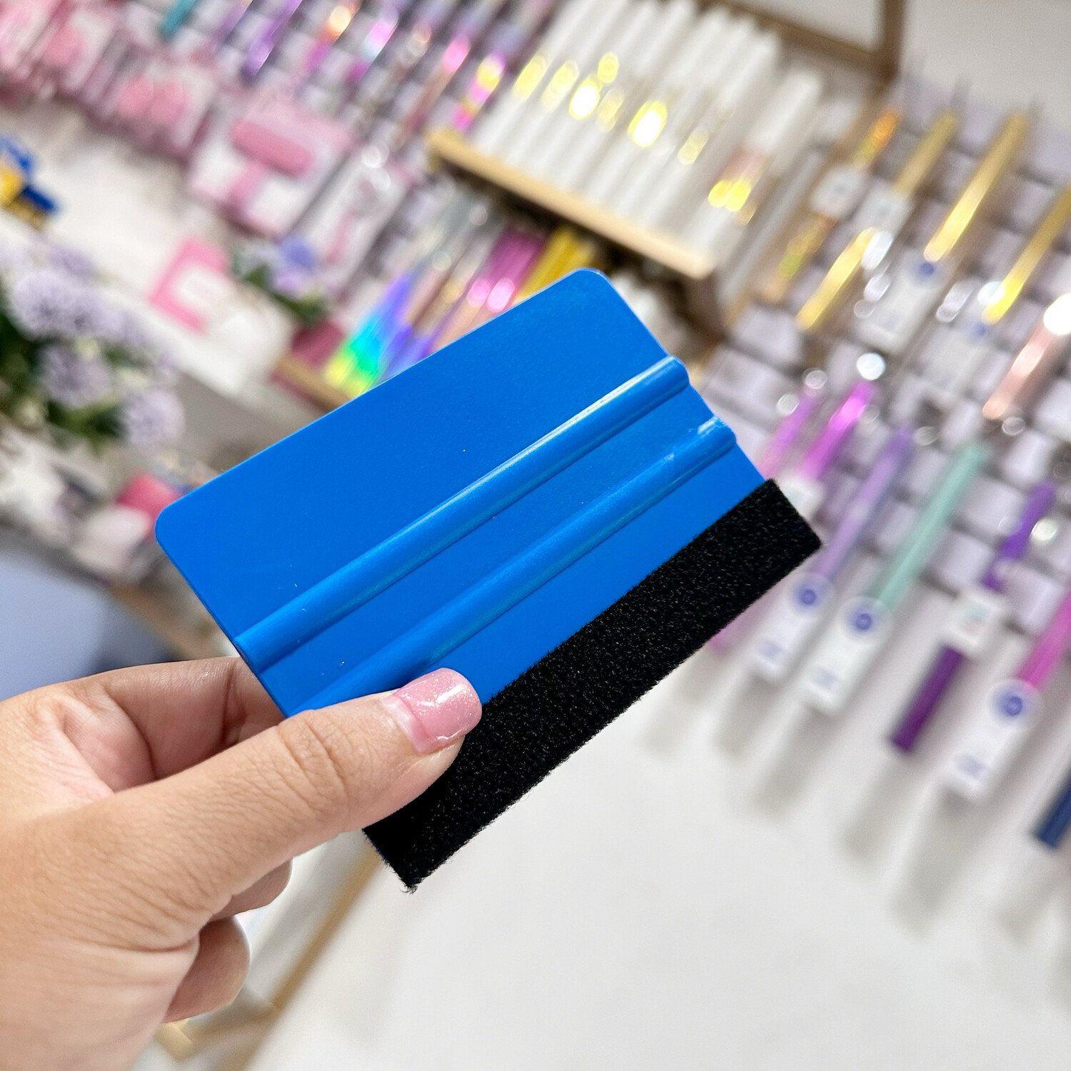 Espatula ó Squeegees para Vinil Color Azul con Fieltro