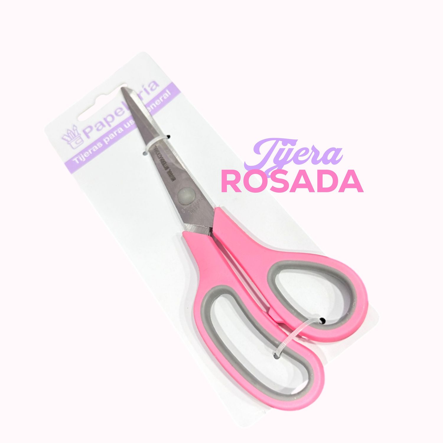 Tijera para papelería Rosada