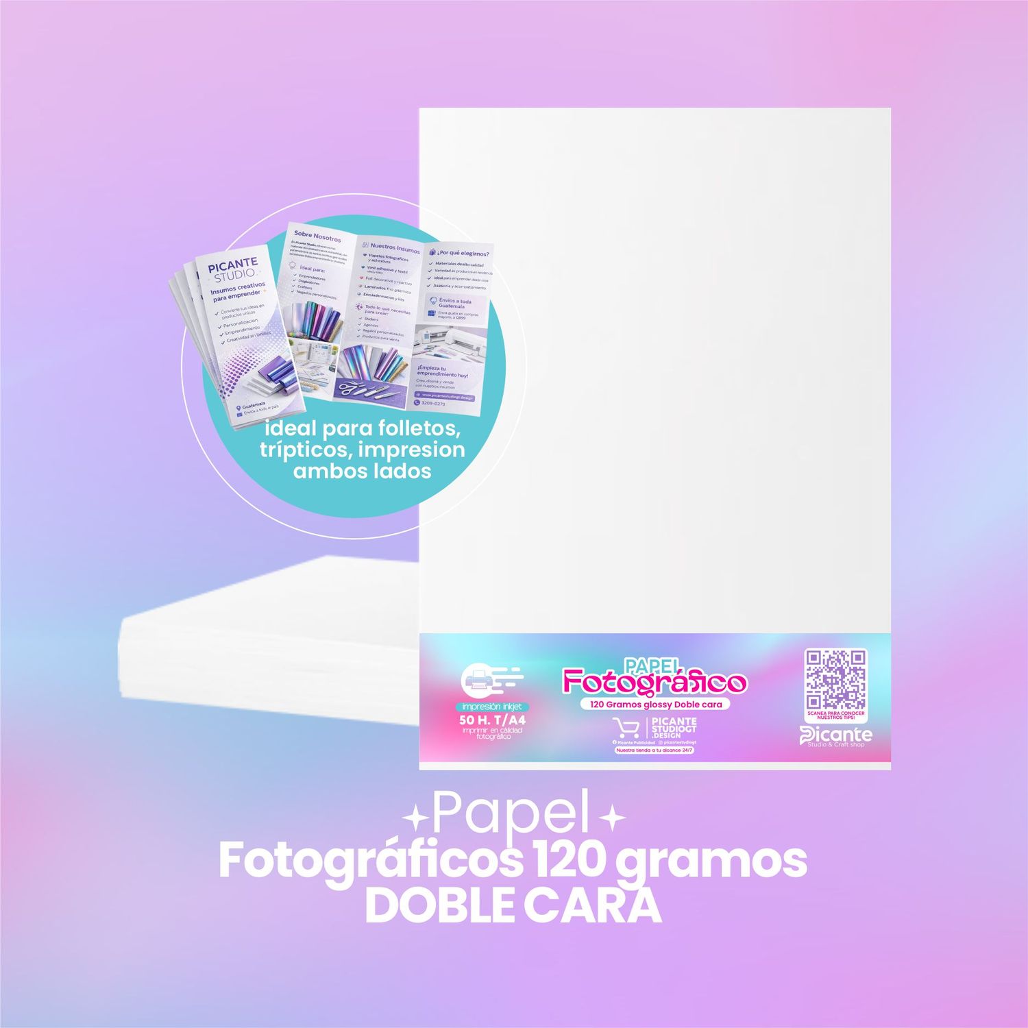 Papel Fotográfico Glossy 120 grs Doble cara T/A4 50 hojas