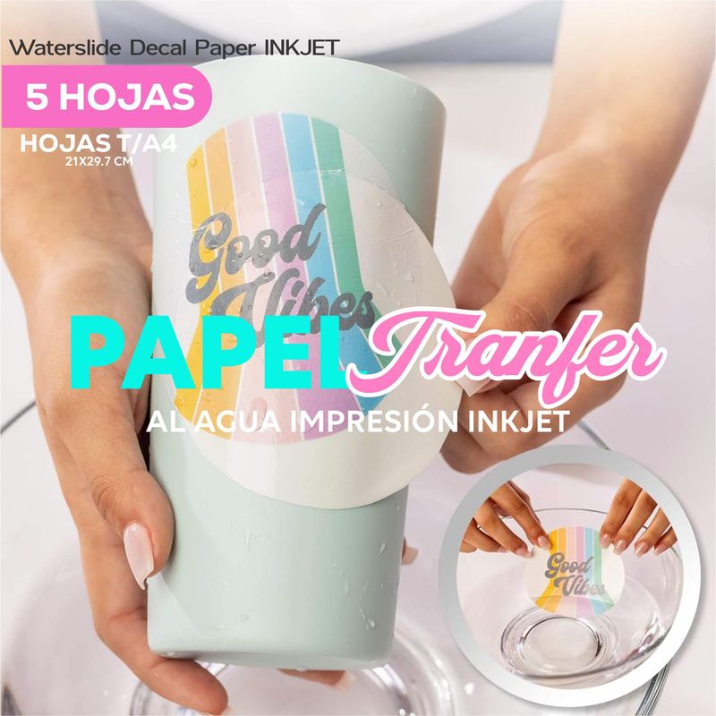 Papel Tranfer al agua INKJET 5 HOJAS T/A4