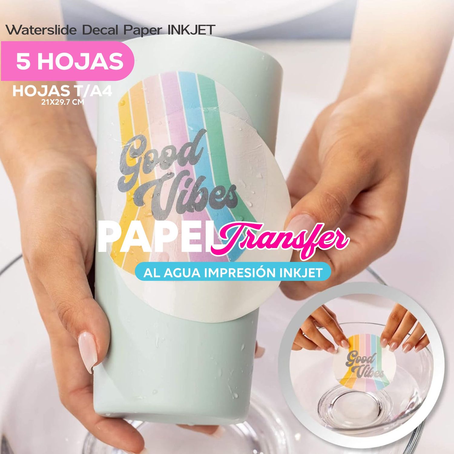 Papel Transfer al agua INKJET 5 HOJAS T/A4