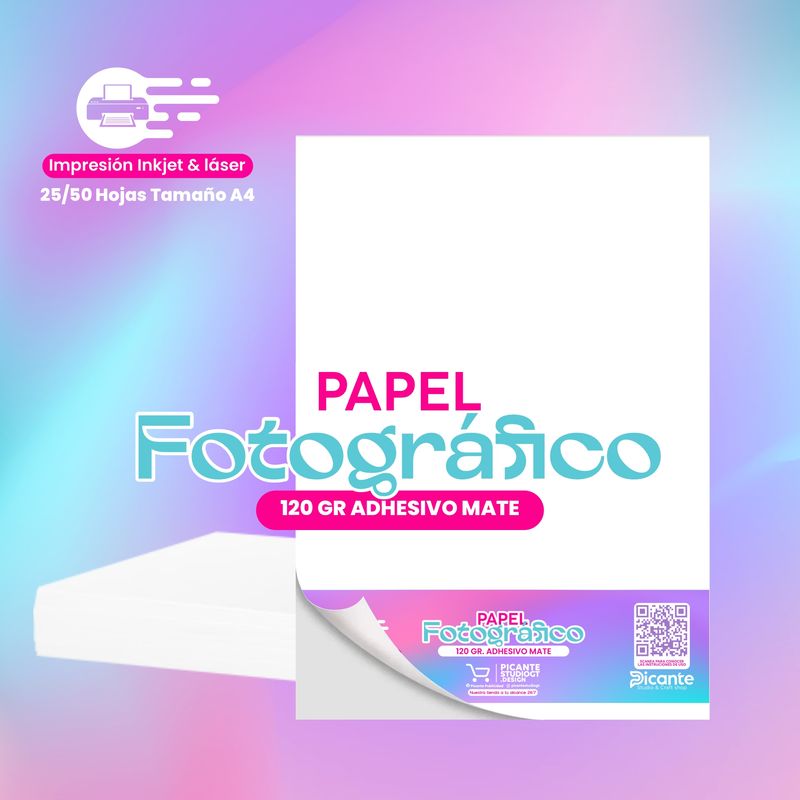 Papel Fotográfico Adhesivo Mate 120 grs T/A4
