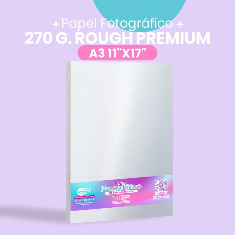 Papel Fotografico 270 Gramos Rough Premium A3 (11"X17") 20 HOJAS