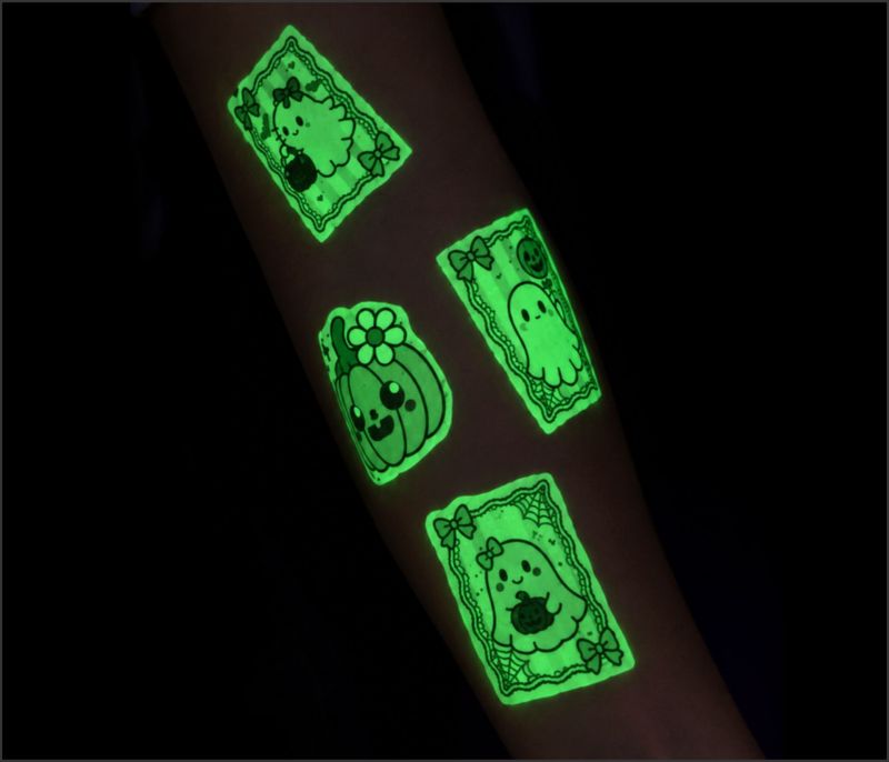 Papel Tattoo Glow in the Dark (Brilla en la oscuridad) 5 Sets  (Para tatuaje temporal)