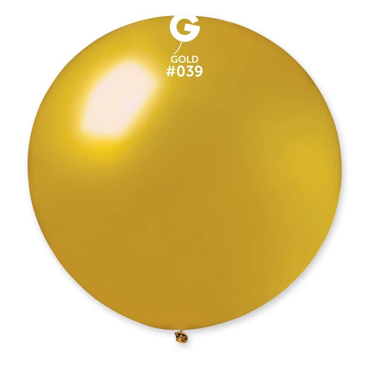 GM30: #039 31in Gemar Metal Gold Latex Balloon - 2Piece