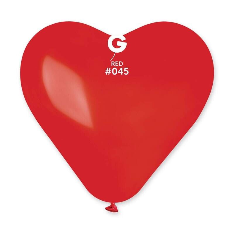 CR17: #045 17in Gemar Standard Heart Shape Red Latex Balloons - 25 pieces