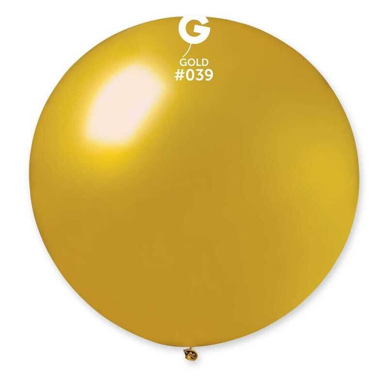 GM30: #039 31in Gemar Metal Gold Latex Balloon - 2Piece