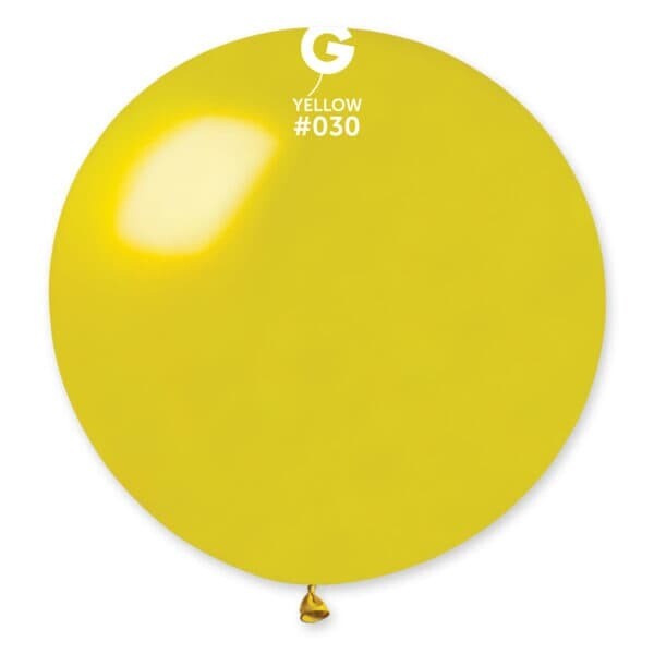 GM30: #030 31in Gemar Metal Yellow Latex Balloon - 1 piece