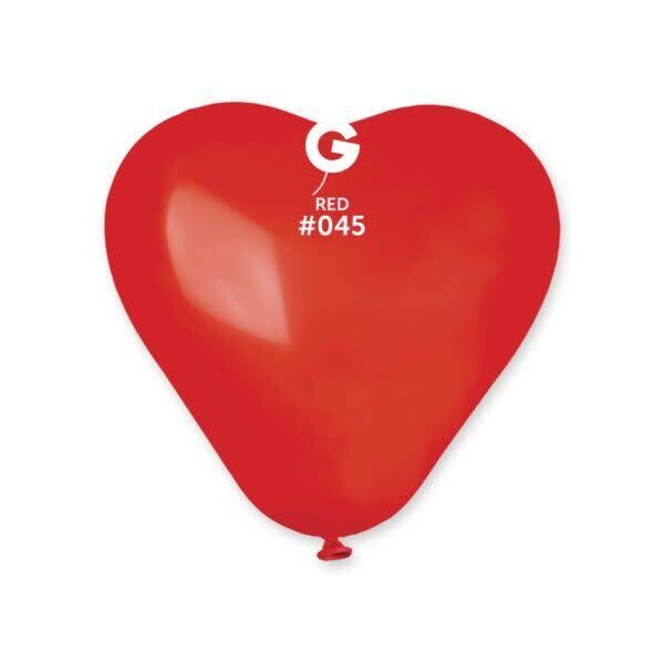 CR6: #045 6in Gemar Standard Heart Shape Red Latex Balloons - 100 pieces
