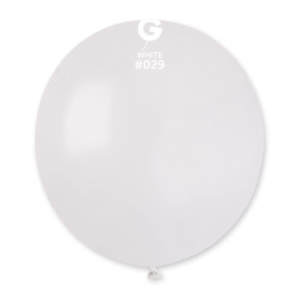 GM150: #029 19in Gemar Metal White Latex Balloons - 25 pieces