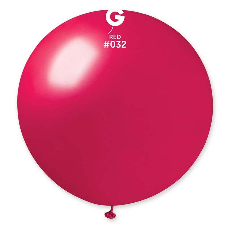 GM30: #032 31in Gemar Metal Red Latex Balloon - 1 Piece