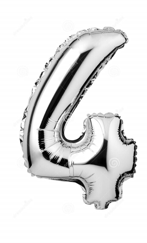 34" Jumbo Number 4 Silver