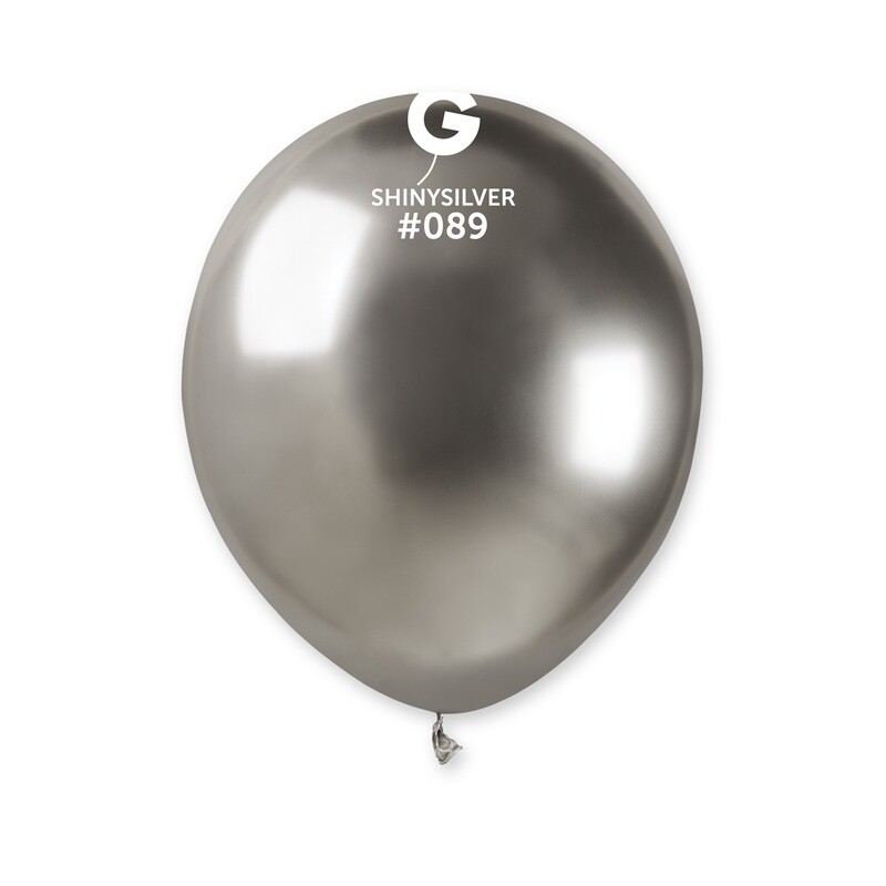AB50: #089 5in Gemar Shiny Silver Latex Balloons - 50 pieces