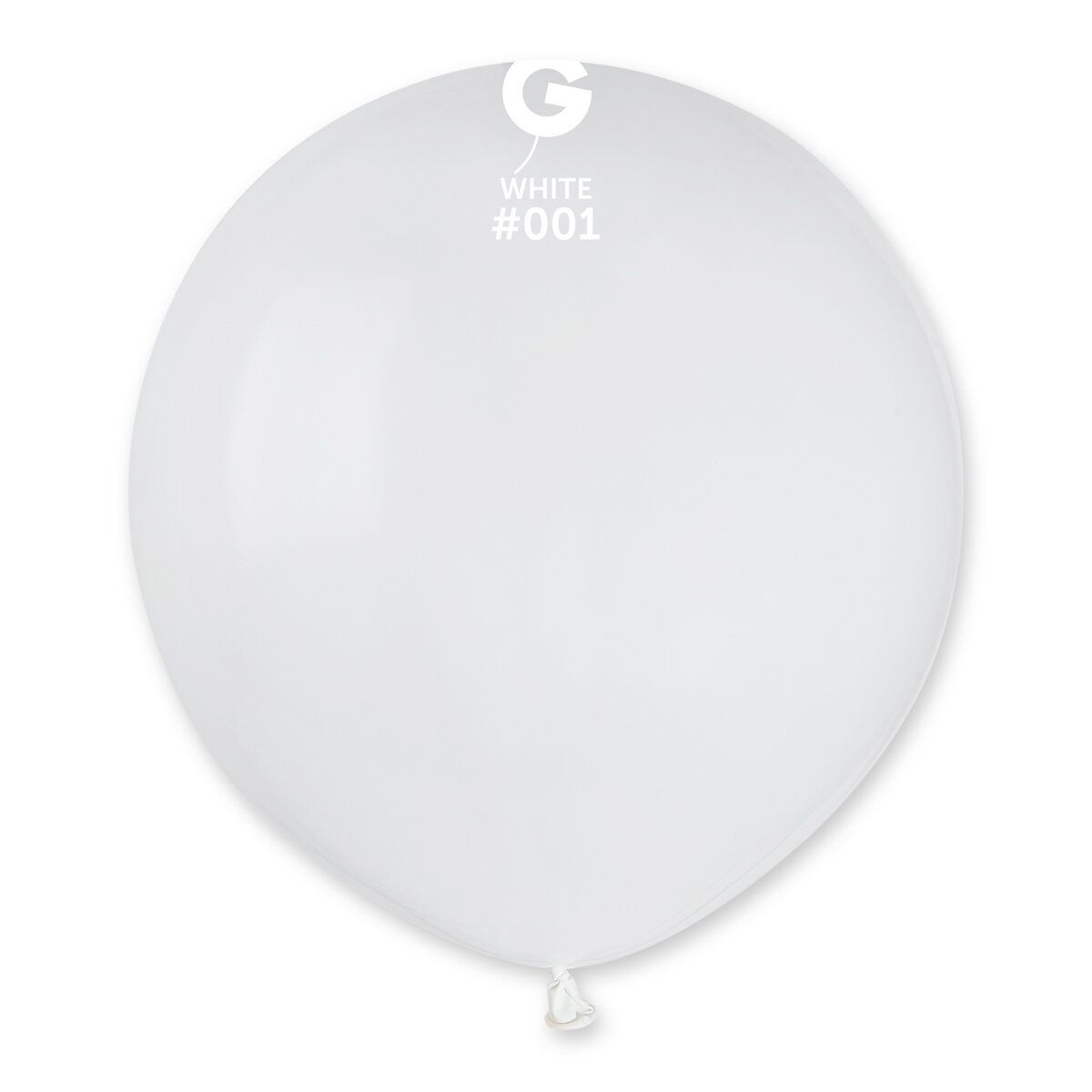 G19: #001 19in Gemar Standard White Latex Balloons - 25 pieces