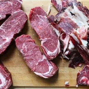 Dry Aged USDA Black Angus Choice Beef Striploin Steak 12oz Center-Cut