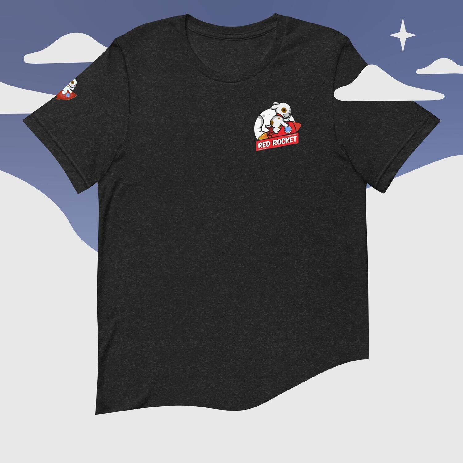 Unisex Red Rocket T-Shirt, Color: Black Heather, Size: XS