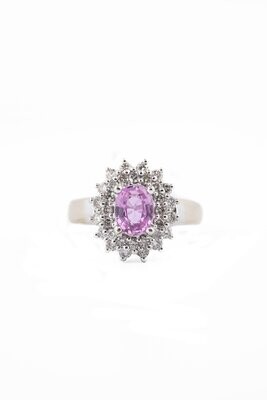 Pink Sapphire Diamond 18k Ring