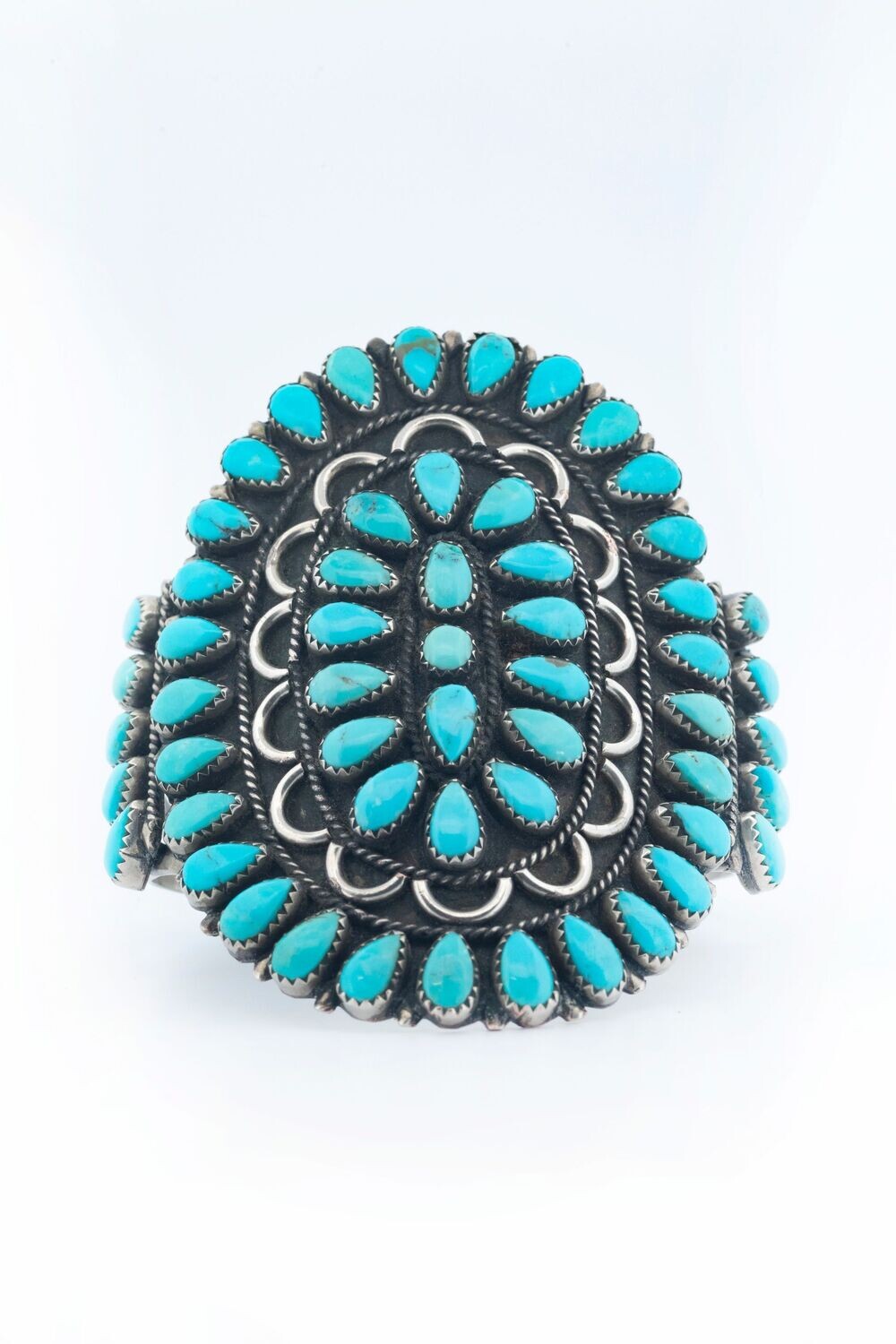 Petit Point Turquoise & Sterling Silver Large Cuff