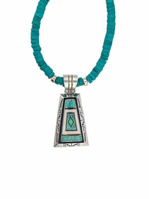 Turquoise Inlay Pendant by Jerry J Nelson