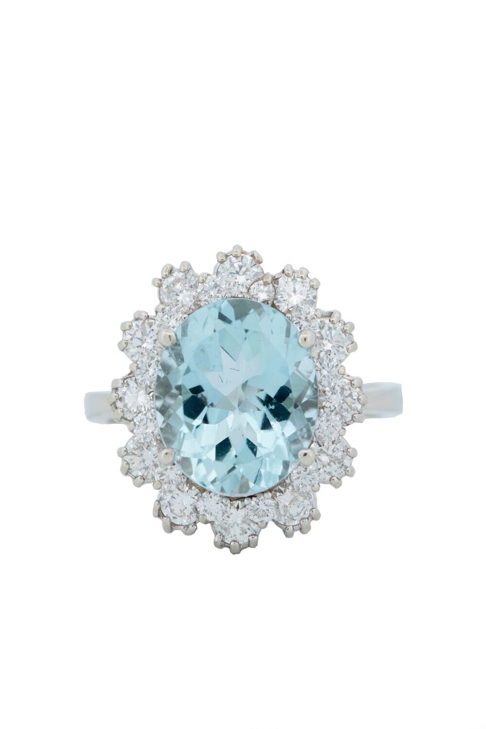 Aquamarine Diamond 14k Gold Ring