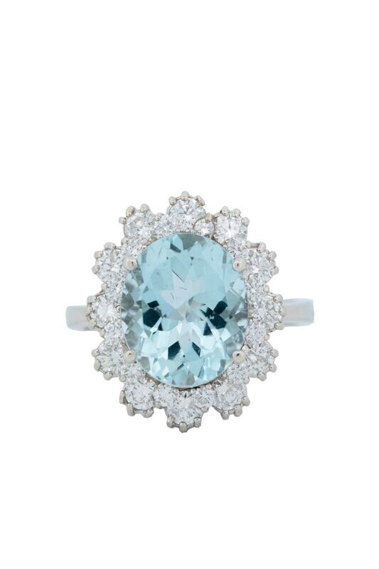 Aquamarine Diamond 14k Gold Ring