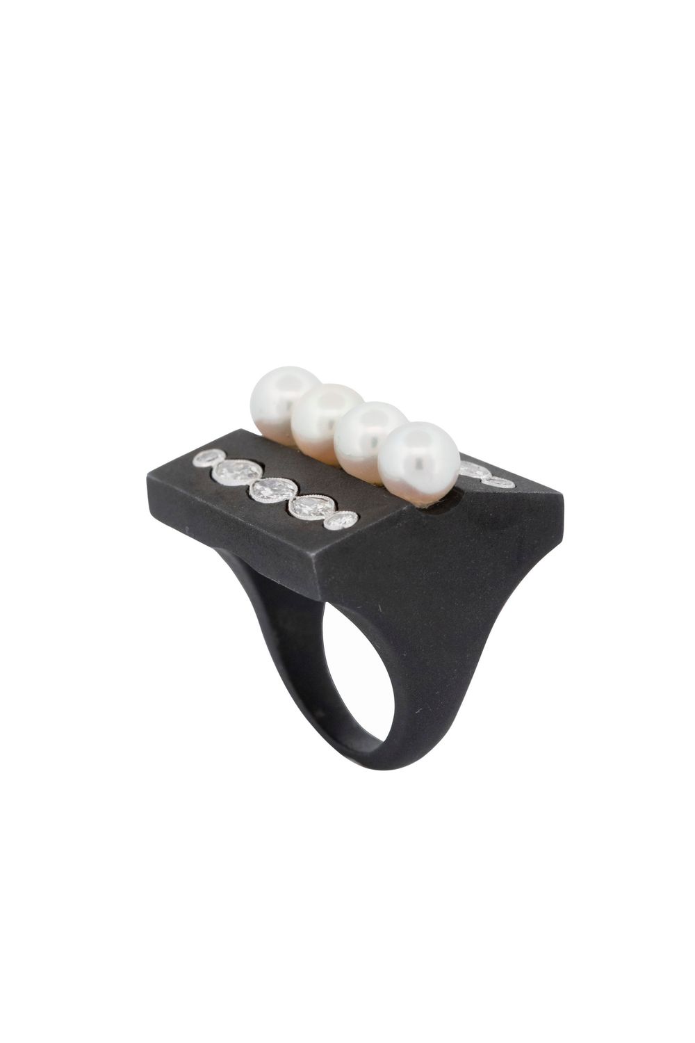 Marsh Steel Platinum and Diamond Ring