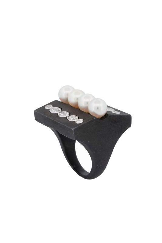 Marsh Steel Platinum and Diamond Ring