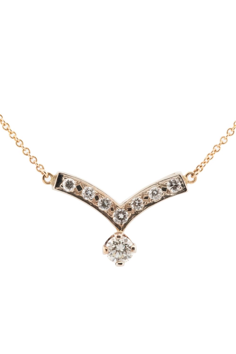 Vintage Style Diamond Pendant in 14k White Gold with a yellow Gold Chain