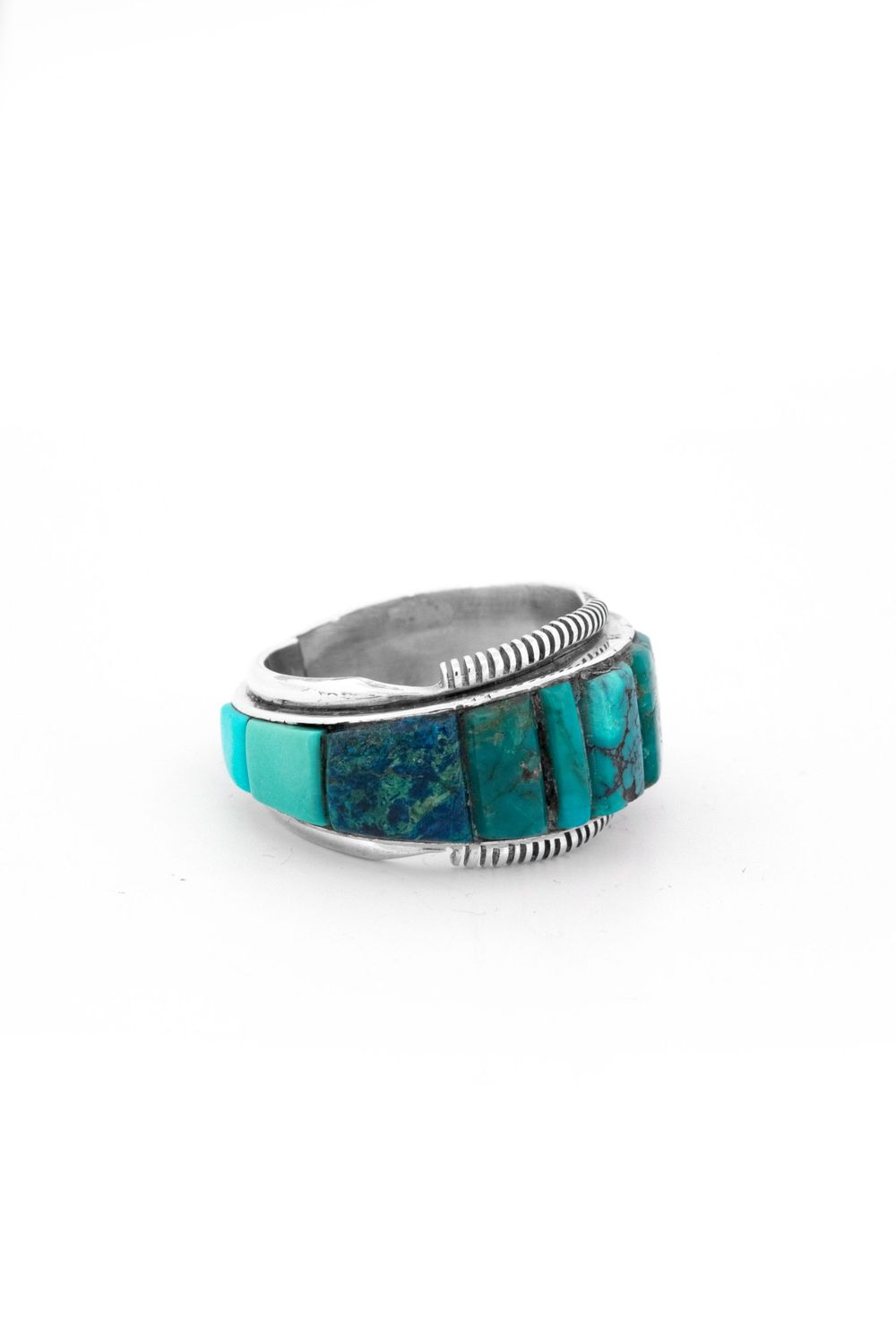 Sterling Silver Turquoise Eternity Inlay Ring