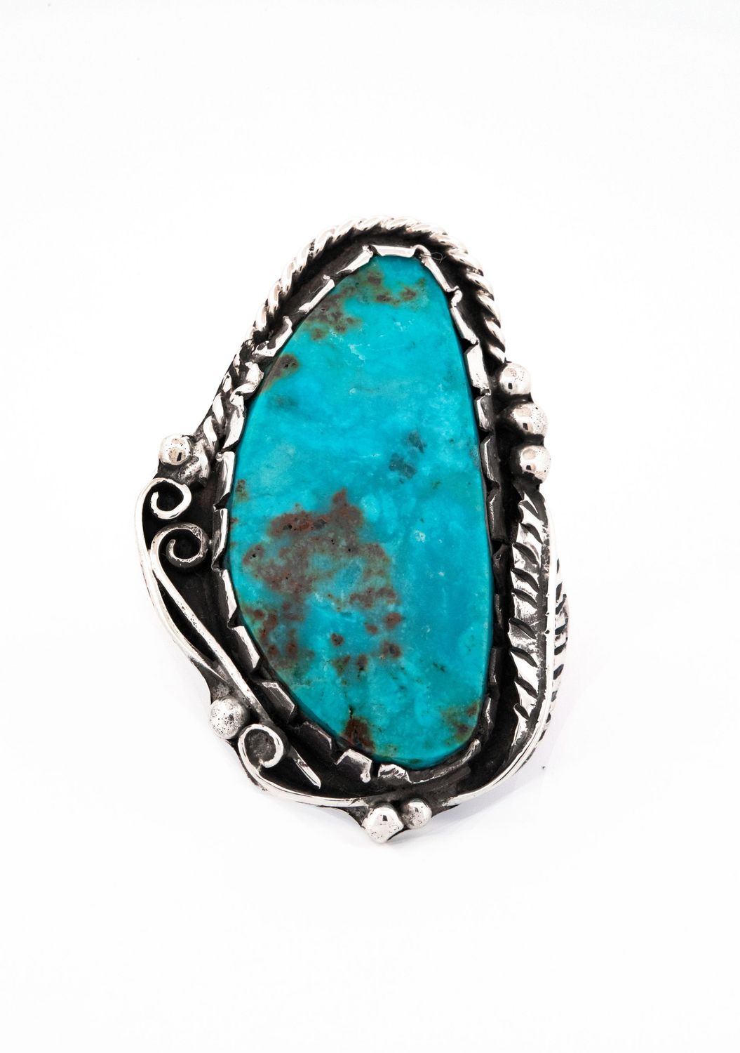 Large Freeform Turquoise Ring in Sterling